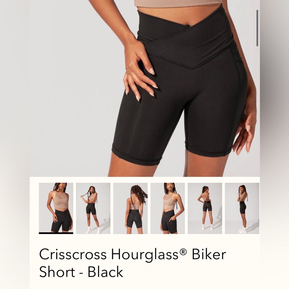 Crisscross Hourglass Biker Shorts with Pockets Black XL